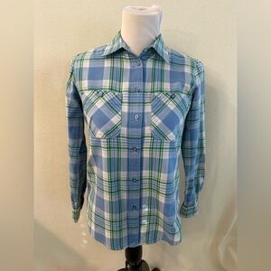 Lauren Ralph Lauren Flannel Shirt Women’s Petite Medium Roll Tab Sleeves Plaid